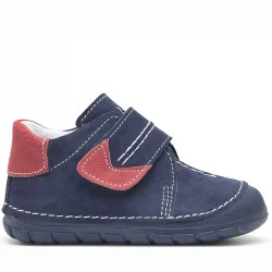 Hakiki Deri Lacivert Cırtlı Mevsimlik Erkek Bebek Ayakkabı