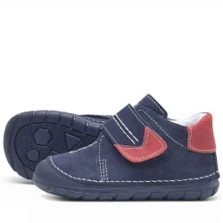Hakiki Deri Lacivert Cırtlı Mevsimlik Erkek Bebek Ayakkabı