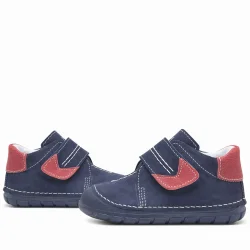 Hakiki Deri Lacivert Cırtlı Mevsimlik Erkek Bebek Ayakkabı