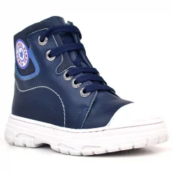 Hakiki Deri Pixel Koyu Lacivert Bağcıklı Fermuarlı Çocuk Bot