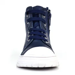 Hakiki Deri Pixel Koyu Lacivert Bağcıklı Fermuarlı Çocuk Bot