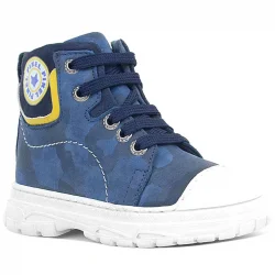 Hakiki Deri Pixel Lacivert Kamuflaj Desenli Kız Çocuk Bot