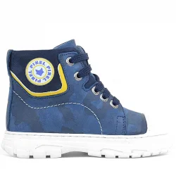 Hakiki Deri Pixel Lacivert Kamuflaj Desenli Kız Çocuk Bot