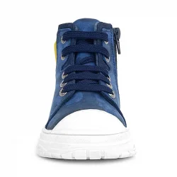 Hakiki Deri Pixel Lacivert Kamuflaj Desenli Kız Çocuk Bot