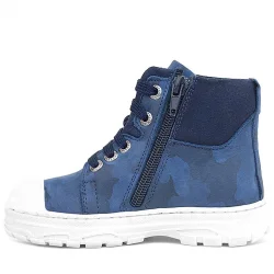 Hakiki Deri Pixel Lacivert Kamuflaj Desenli Kız Çocuk Bot