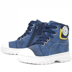 Hakiki Deri Pixel Lacivert Kamuflaj Desenli Kız Çocuk Bot