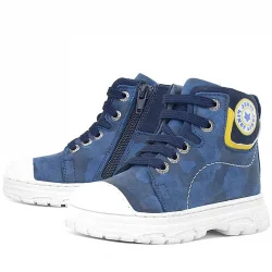 Hakiki Deri Pixel Lacivert Kamuflaj Desenli Kız Çocuk Bot