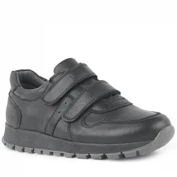 Hakiki Deri Siyah Cırtlı Spor Çocuk Ayakkabı Sneaker