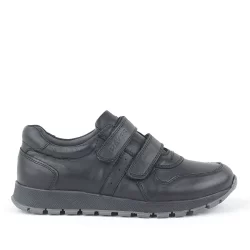 Hakiki Deri Siyah Cırtlı Spor Çocuk Ayakkabı Sneaker