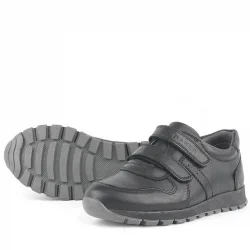 Hakiki Deri Siyah Cırtlı Spor Çocuk Ayakkabı Sneaker