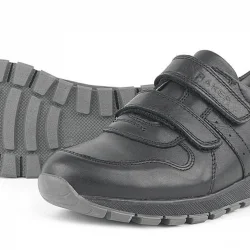 Hakiki Deri Siyah Cırtlı Spor Çocuk Ayakkabı Sneaker