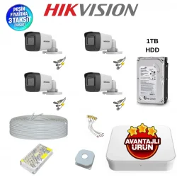 Hikvision 4 Kameralı (1TB Harddisc) Güvenlik Kamerası Full Tak Çalıştır Set