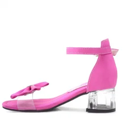 Jessie Fuşya Saten Kurdeleli Kız Çocuk Topuklu Ayakkabı