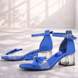 Jessie Saks Mavi Saten Kurdeleli Kız Çocuk Topuklu Ayakkabı