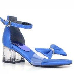 Jessie Saks Mavi Saten Kurdeleli Kız Çocuk Topuklu Ayakkabı