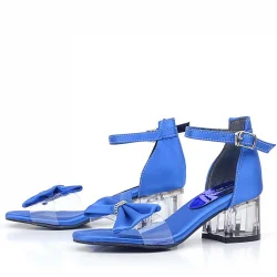 Jessie Saks Mavi Saten Kurdeleli Kız Çocuk Topuklu Ayakkabı