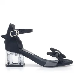 Jessie Siyah Saten Kurdeleli Kız Çocuk Topuklu Ayakkabı