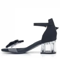 Jessie Siyah Saten Kurdeleli Kız Çocuk Topuklu Ayakkabı