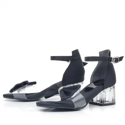 Jessie Siyah Saten Kurdeleli Kız Çocuk Topuklu Ayakkabı