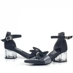 Jessie Siyah Saten Kurdeleli Kız Çocuk Topuklu Ayakkabı