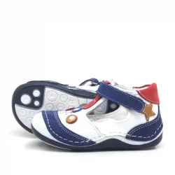 Lacivert Hakiki Deri Cırtlı Erkek Bebek Ayakkabı Patik