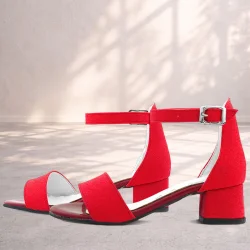 Lilo Simli Kırmızı Tek Bantlı Kız Çocuk Topuklu Abiye Ayakkabı