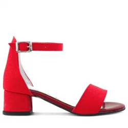 Lilo Simli Kırmızı Tek Bantlı Kız Çocuk Topuklu Abiye Ayakkabı