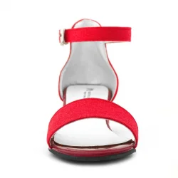 Lilo Simli Kırmızı Tek Bantlı Kız Çocuk Topuklu Abiye Ayakkabı