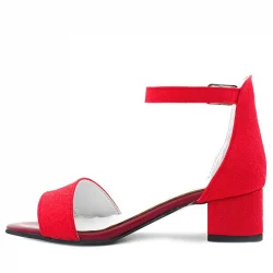 Lilo Simli Kırmızı Tek Bantlı Kız Çocuk Topuklu Abiye Ayakkabı