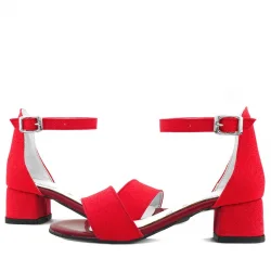 Lilo Simli Kırmızı Tek Bantlı Kız Çocuk Topuklu Abiye Ayakkabı