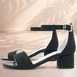 Lilo Simli Siyah Tek Bantlı Kız Çocuk Topuklu Abiye Ayakkabı