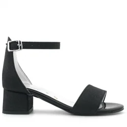 Lilo Simli Siyah Tek Bantlı Kız Çocuk Topuklu Abiye Ayakkabı