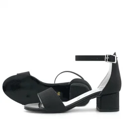 Lilo Simli Siyah Tek Bantlı Kız Çocuk Topuklu Abiye Ayakkabı