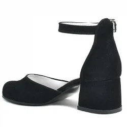 Merida Siyah Süet Kalın Topuklu Kız Çocuk Topuklu Ayakkabı