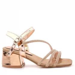 Moana Bakır Taş Detaylı Kız Çocuk Topuklu Abiye Ayakkabı