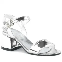 Pony Gümüş Aynalı Kalın Topuklu Kız Çocuk Abiye Ayakkabı