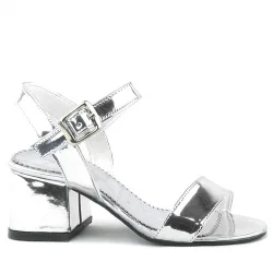 Pony Gümüş Aynalı Kalın Topuklu Kız Çocuk Abiye Ayakkabı