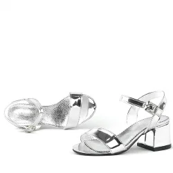 Pony Gümüş Aynalı Kalın Topuklu Kız Çocuk Abiye Ayakkabı