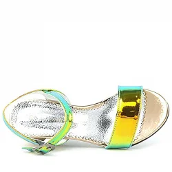 Pony Hologram Bakır-Yeşil Kalın Topuklu Kız Çocuk Abiye Ayakkabı