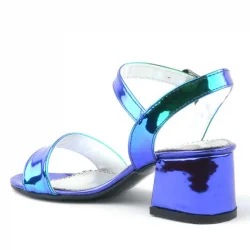 Pony Hologram Mor-Yeşil Kalın Topuklu Kız Çocuk Abiye Ayakkabı