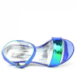 Pony Hologram Mor-Yeşil Kalın Topuklu Kız Çocuk Abiye Ayakkabı