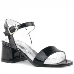 Pony Siyah Rugan Kalın Topuklu Kız Çocuk Abiye Ayakkabı