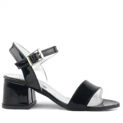 Pony Siyah Rugan Kalın Topuklu Kız Çocuk Abiye Ayakkabı