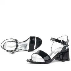 Pony Siyah Rugan Kalın Topuklu Kız Çocuk Abiye Ayakkabı