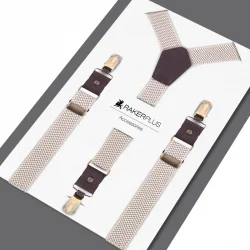 Rakerplus Ayarlanabilir Klipsli Bej Kahve Çocuk Kemer Pantolon Askısı