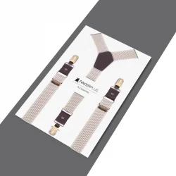 Rakerplus Ayarlanabilir Klipsli Bej Kahve Çocuk Kemer Pantolon Askısı