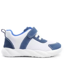 Rakerplus Barefoot Hakiki Deri Krem Lacivert Cırt Cırtlı Çocuk Spor Ayakkabı