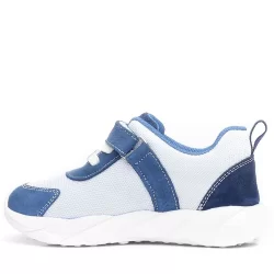 Rakerplus Barefoot Hakiki Deri Krem Lacivert Cırt Cırtlı Çocuk Spor Ayakkabı