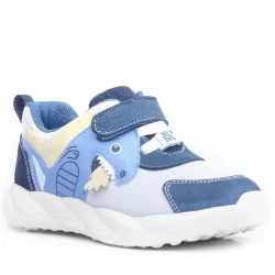 Rakerplus Barefoot Hakiki Deri Krem Lacivert Dinazorlu Cırtlı Çocuk Spor Ayakkabı