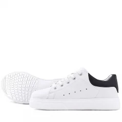 Rakerplus Beyaz Cilt Bağcıklı Hafif Tabanlı Çocuk Spor Ayakkabı